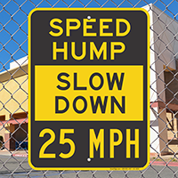 Slow Down 25 Mph Speed Hump Sign