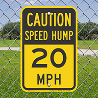 Speed Hump 20 Mph Caution Sign
