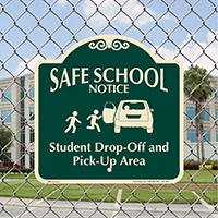 Student Drop Off Pick Up Area Signature Sign, Left