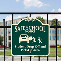 Student Drop Off Pick Up Area Signature Sign, Right