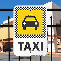 Taxi with Graphic Signs