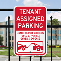Tenant AsSignsed Parking, Unauthorized Vehicle Towed Signs
