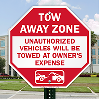Tow Away Zone Unauthorized Vehicles Towed Signs
