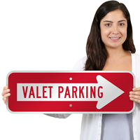 Valet Parking with Right Arrow Signs