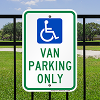 Van Parking Only with Handicap Symbol Signs