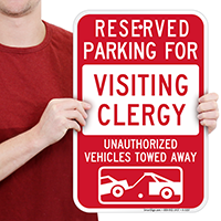 Reserved Parking For Visiting Clergy Signs