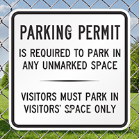 Parking Permit Required Visitors Park Visitors' Space Signs