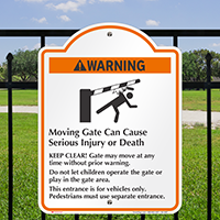 Warning, Moving Gate Cause Injury Signature Sign