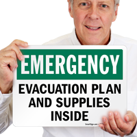 Evacuation Plan and Supplies Inside Sign