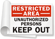 Restricted Area, Unauthorized Persons, Keep Out Sign Book