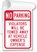 No Parking, Violators Towed Away Sign Book