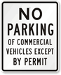 No Parking Of Commercial Vehicles Sign