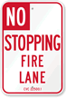 No Stopping Fire Lane Sign - California Code