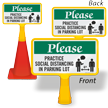 Please: Practice Social Distancing in Parking Lot FloorBoss Sign