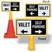 Valet And Self Parking Coneboss Sign With Arrow