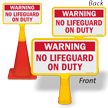 Warning No Lifeguard On Duty ConeBoss Pool Sign