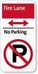 Fire Lane No Parking Sign with Bidirectional Arrow