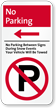 No Parking Between Signs Left Arrow iParking Sign