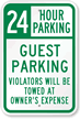 24 Hour Guest Parking Sign