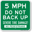 5 Mph Do Not Back Up Sign
