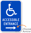 Accessible Entrance Sign with Arrow and Graphic