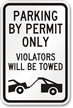 Parking By Permit only Violators Towed Sign