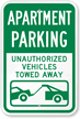 Apartment Parking Unauthorized Vehicles Towed Away Sign