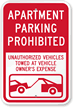 Apartment Parking Prohibited Unauthorized Vehicles Towed Sign