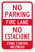 Bilingual No Parking Fire Lane Sign