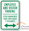 Bilingual Employee Visitor Parking With Bidirectional Arrow Sign