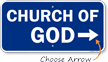 Church Of God Sign with Arrow