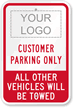 Customer Parking Only Vehicles Custom Sign