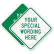 Custom Green Diamond Template Parking Sign