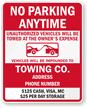 Restricted Parking, Unauthorized Vehicles Towed Sign