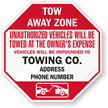No Parking Towing Enforced, Tow Away Sign