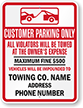 Custom Customer Parking Only Towing Sign