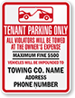 Custom Tenant Parking Only Towing Sign