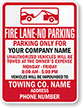 Custom Fire Lane No Parking Tow Away Sign (Texas)