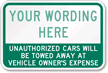 [Custom text] Unauthorized Vehicles Towed (green) Sign