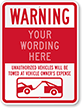 Warning, Unauthorized Vehicles Will be Towed Sign