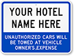 Custom Tow Away Sign, Add Hotel Name