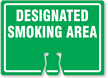 Designated Smoking Area Cone Top Warning Sign