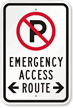 Emergency Access Route Sign (With Bidirectional Arrow)