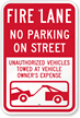 Fire Lane No Parking On Street Sign