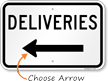 Deliveries Sign for Parking Lot with Arrow