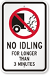 No Idling For Longer Than 3 Minute Sign