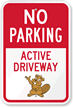 No Parking Active Driveway with Graphic Sign