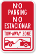 No Parking   Tow Away Zone Bilingual Sign