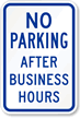 No Parking After Business Hours Sign