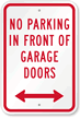 No Parking In Front Of Garage Doors Sign